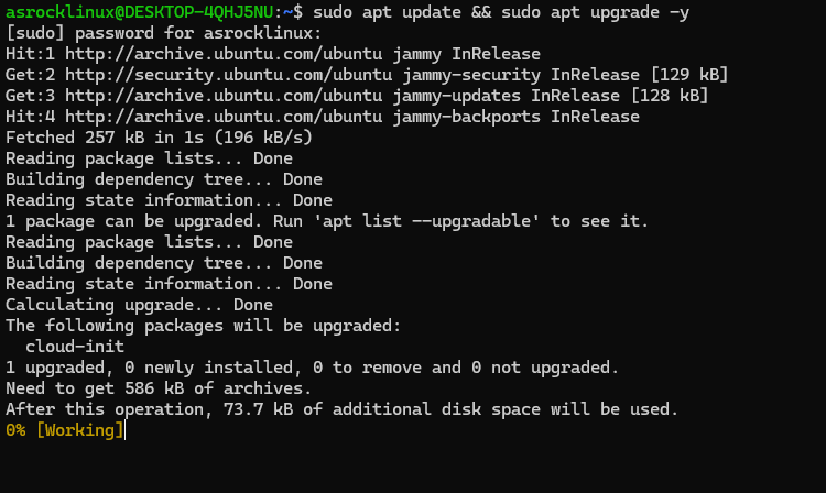 sudo apt update && sudo apt upgrade -y